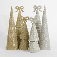 Tiffany Bugle Bead Tiered Cone Tree Large Silver