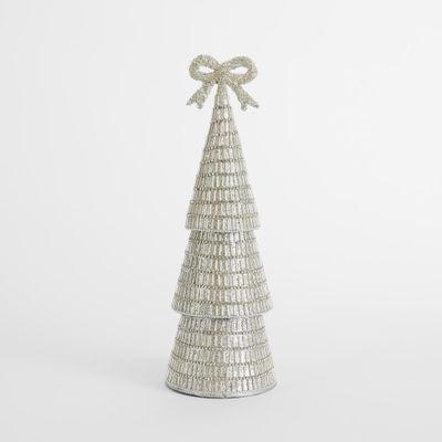 Tiffany Bugle Bead Tiered Cone Tree Large Silver