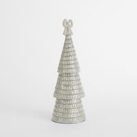 Tiffany Bugle Bead Tiered Cone Tree Large Silver