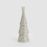 Tiffany Bugle Bead Tiered Cone Tree Large Silver