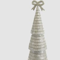 Tiffany Bugle Bead Tiered Cone Tree Large Silver