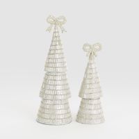 Tiffany Bugle Bead Tiered Cone Tree Large Silver