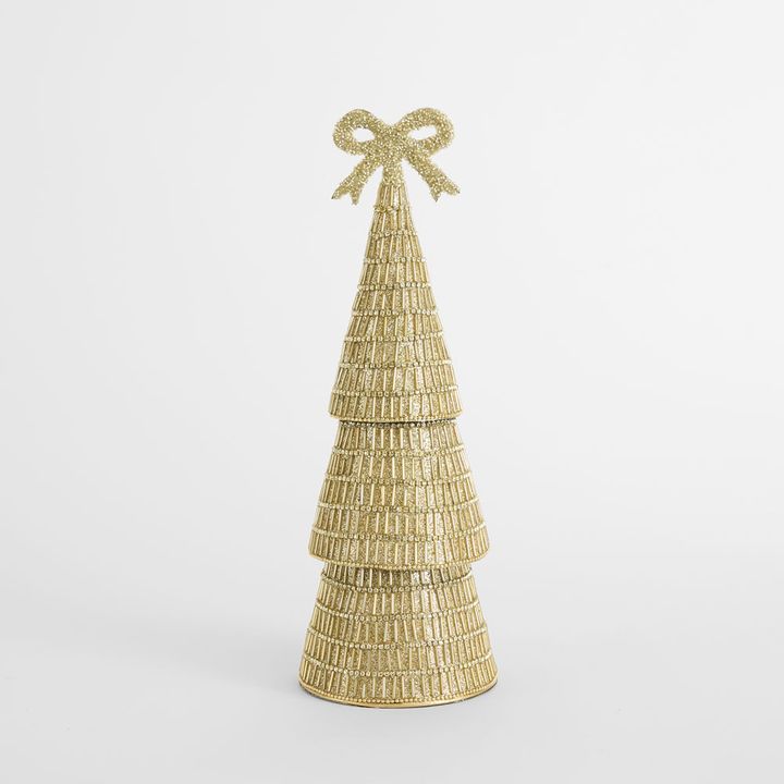 Tiffany Bugle Bead Tiered Cone Tree Large Gold