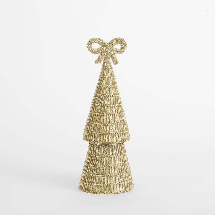 Tiffany Bugle Bead Tiered Cone Tree Small Gold