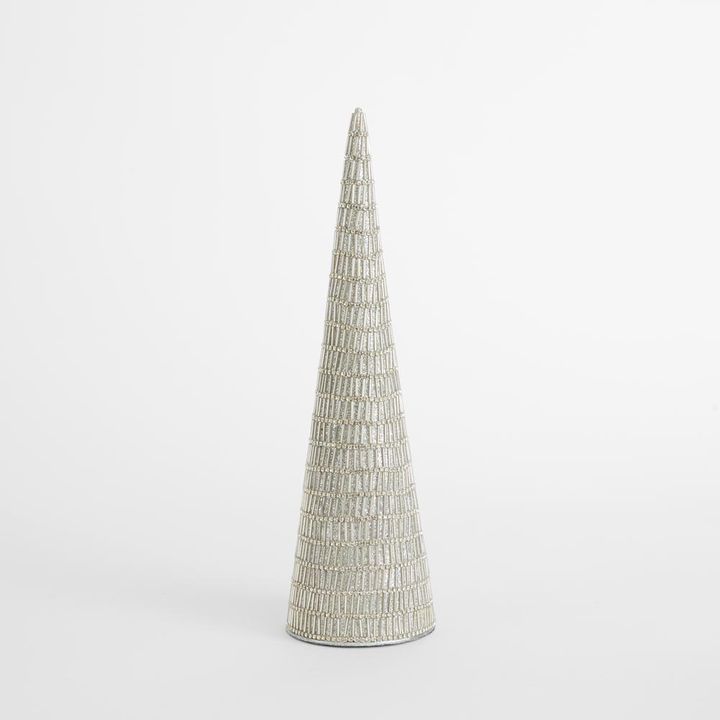 Bugle Bead Cone Tree Silver