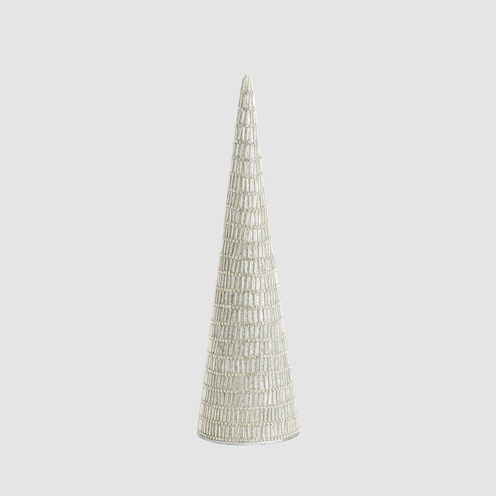 Bugle Bead Cone Tree Silver