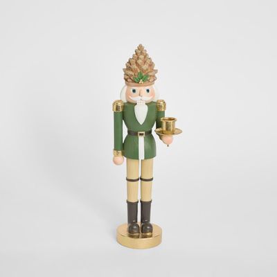 Whitehall Nutcracker With Gold Candle Holder