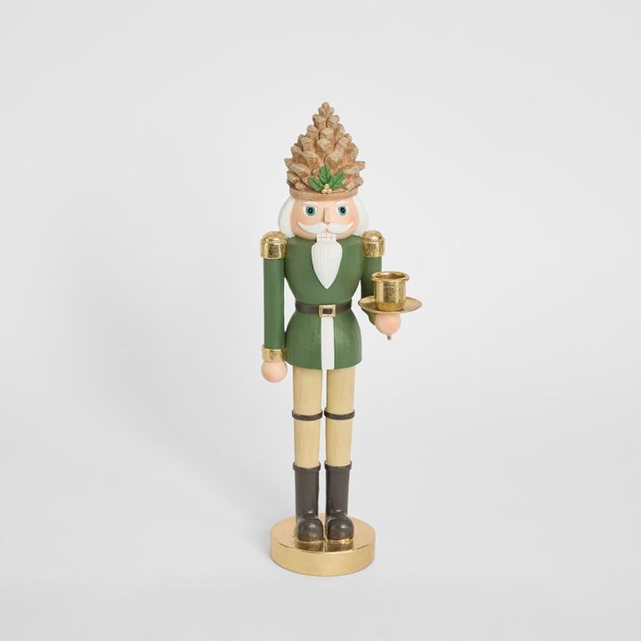 Whitehall Nutcracker With Gold Candle Holder