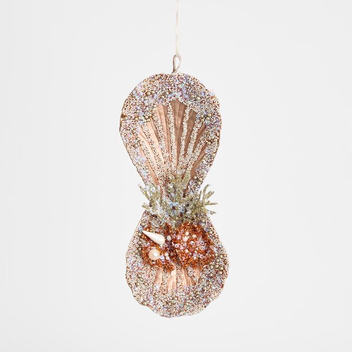 Oyster Shell Hanging Tree Decoration Orange