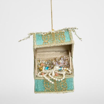 Treasure Chest Hanging Tree Decoration Teal Green