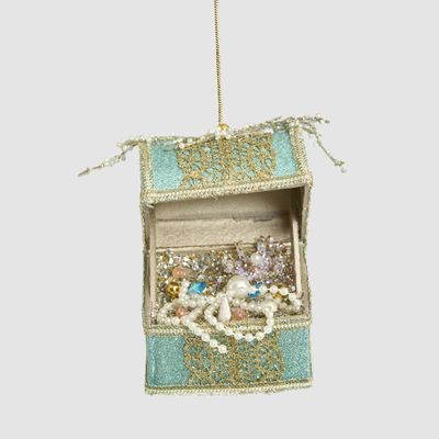 Treasure Chest Hanging Tree Decoration Teal Green