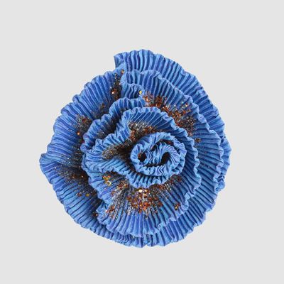 Frilled Coral Clip on Flower Blue