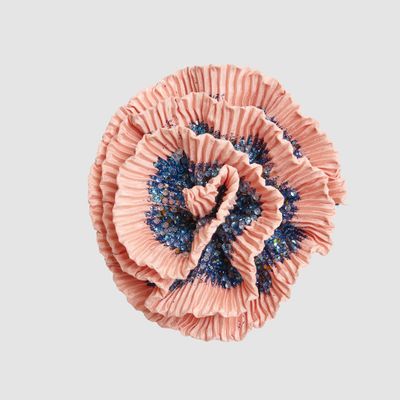 Frilled Coral Clip on Flower Orange