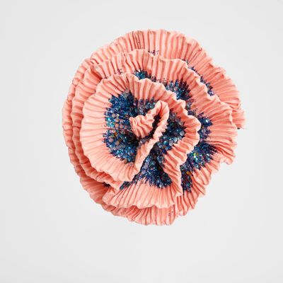 Frilled Coral Clip on Flower Orange