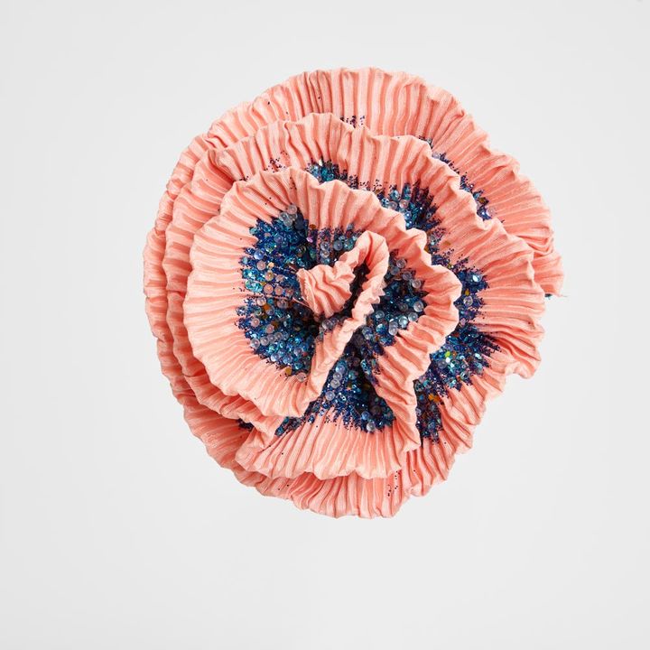 Frilled Coral Clip on Flower Orange