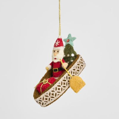 Santa in Boat Felt Hanging Decoration