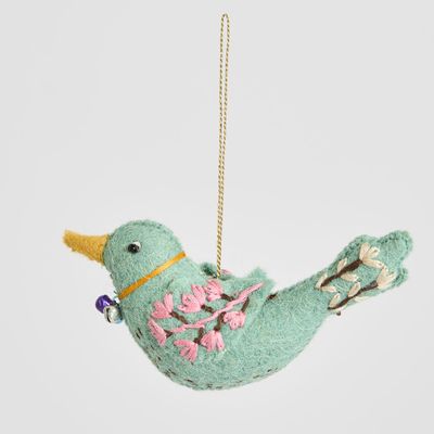 Felt Dove Hanging Decoration Green