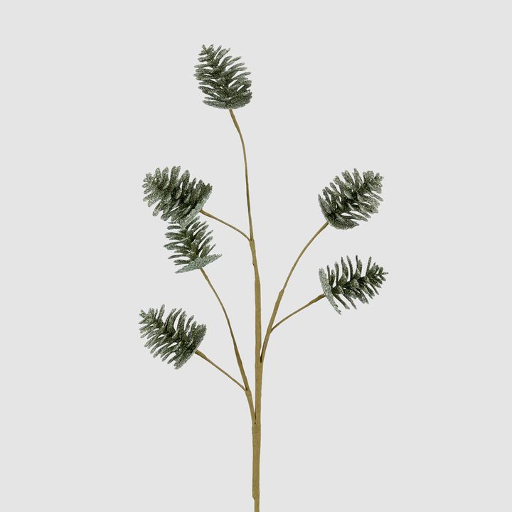 Glitter Pinecone Spray Green