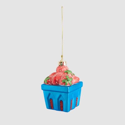 Glass Strawberry Punnet Tree Decoration