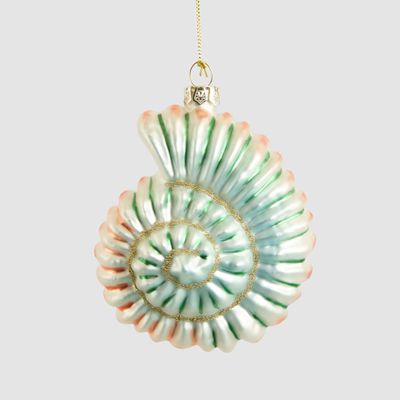 Blue Glass Nautilus Shell Tree Decoration