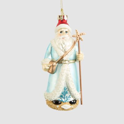 Hamptons Glass Santa Tree Decoration