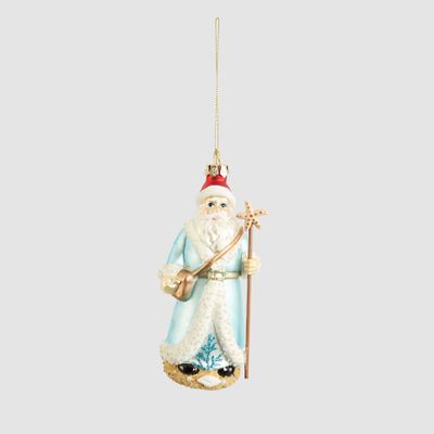 Hamptons Glass Santa Tree Decoration