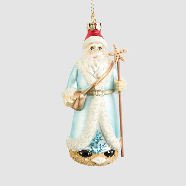 Hamptons Glass Santa Tree Decoration