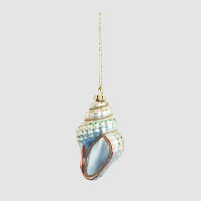 Blue Glass Conch Shell Tree Decoration