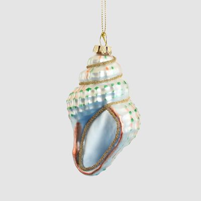 Blue Glass Conch Shell Tree Decoration