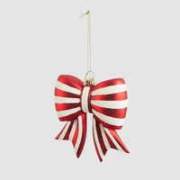 Striped Bow Glass Tree Decoration