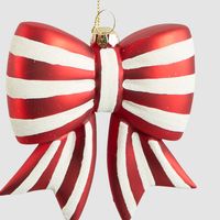 Striped Bow Glass Tree Decoration