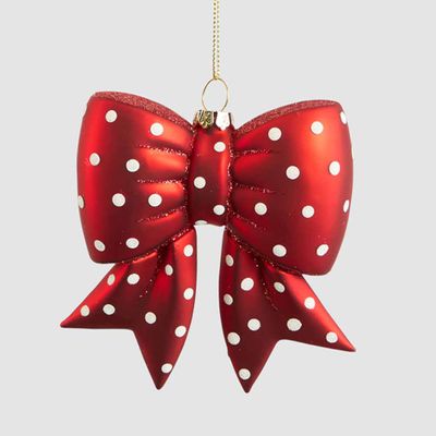 Spotty Bow Glass Tree Decoration