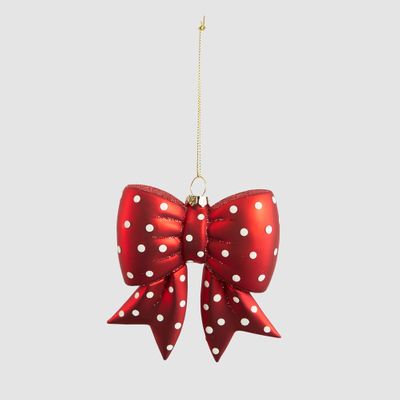 Spotty Bow Glass Tree Decoration