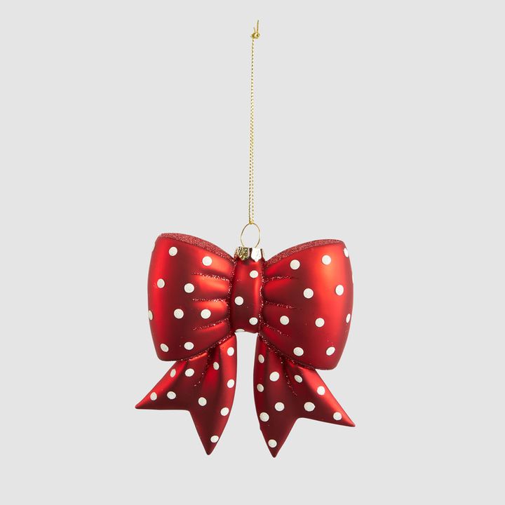 Spotty Bow Glass Tree Decoration