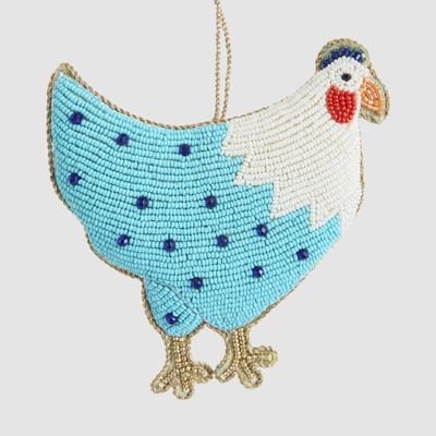 Positano Hen Hanging Decoration Blue