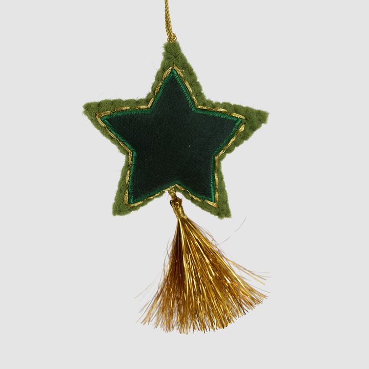 Shasa Tasselled Star Decoration Green