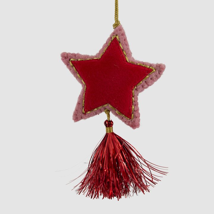Shasa Tasselled Star Decoration Red
