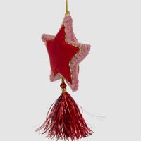 Shasa Tasselled Star Decoration Red