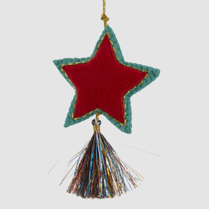 Shasa Tasselled Star Decoration Red Multi