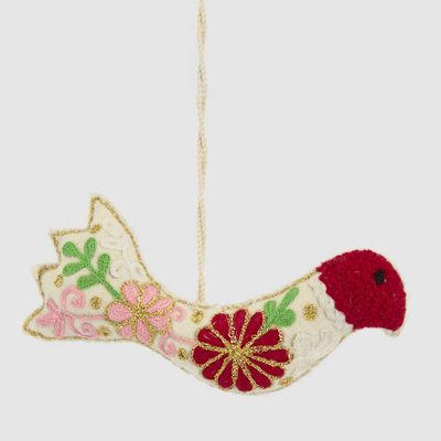 Menara Floral Embroidered Bird Decoration