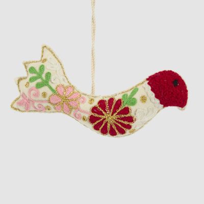 Menara Floral Embroidered Bird Decoration