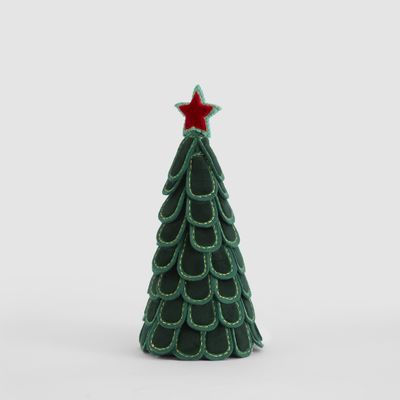 Scallop Leaf Cone Tree Green w Red Star