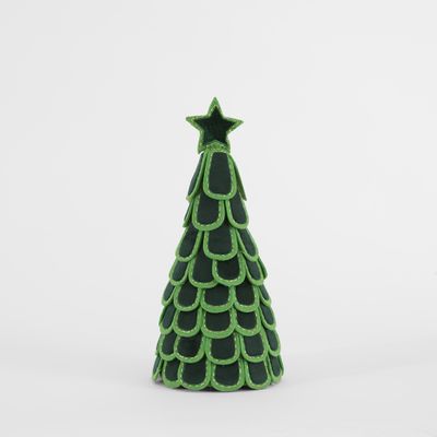 Scallop Leaf Cone Tree Green w Green Star