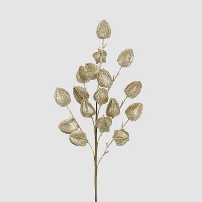 Glitter Chinese Lantern Stem Gold