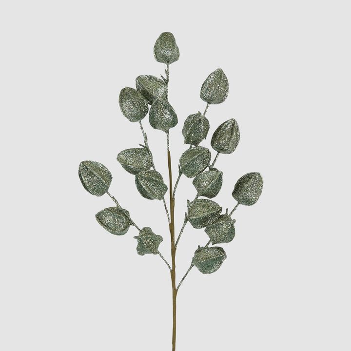 Glitter Chinese Lantern Stem Green