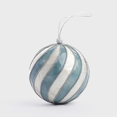 Swirl Hand Painted Capiz Bauble Blue