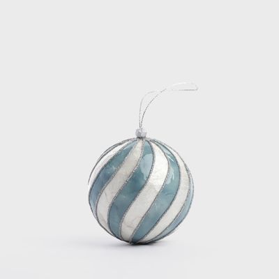 Swirl Hand Painted Capiz Bauble Blue