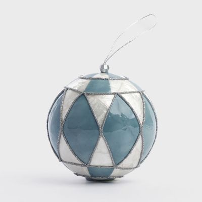 Diamond Hand Painted Capiz Bauble Blue