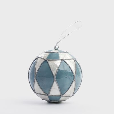 Diamond Hand Painted Capiz Bauble Blue
