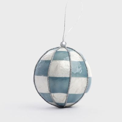Squared Capiz Hand Painted Bauble Blue